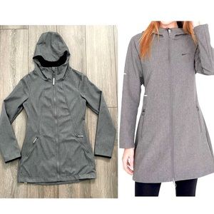 Zip-up hooded coat with front pockets sz S